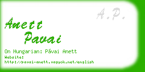 anett pavai business card