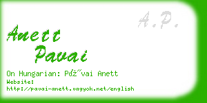 anett pavai business card